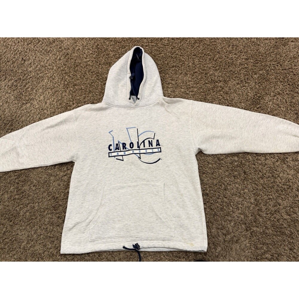 Vintage Team Edition Carolina Hoodie Gray Blue Spellout Sweatshirt Mens Size L